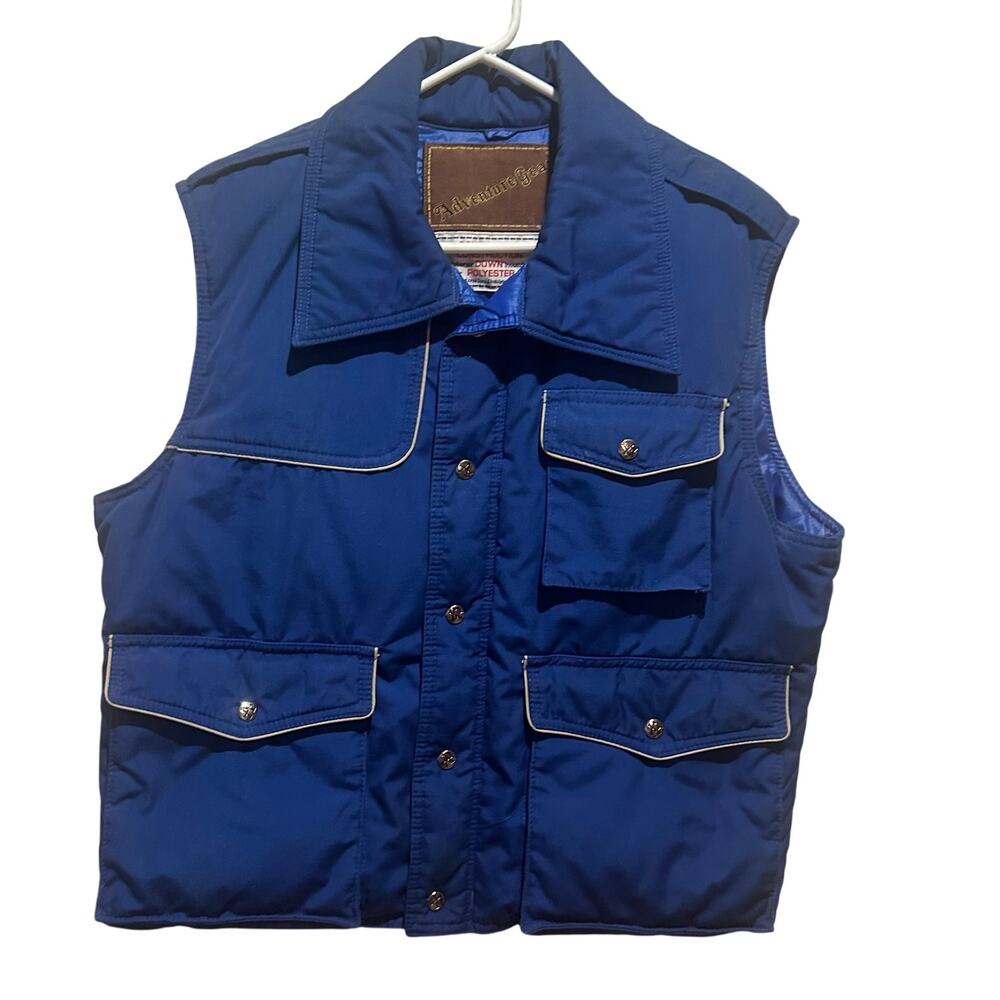 Vintage Adventure Gear Goose Down Vest Quilted Double Layer Body Men L Zip up